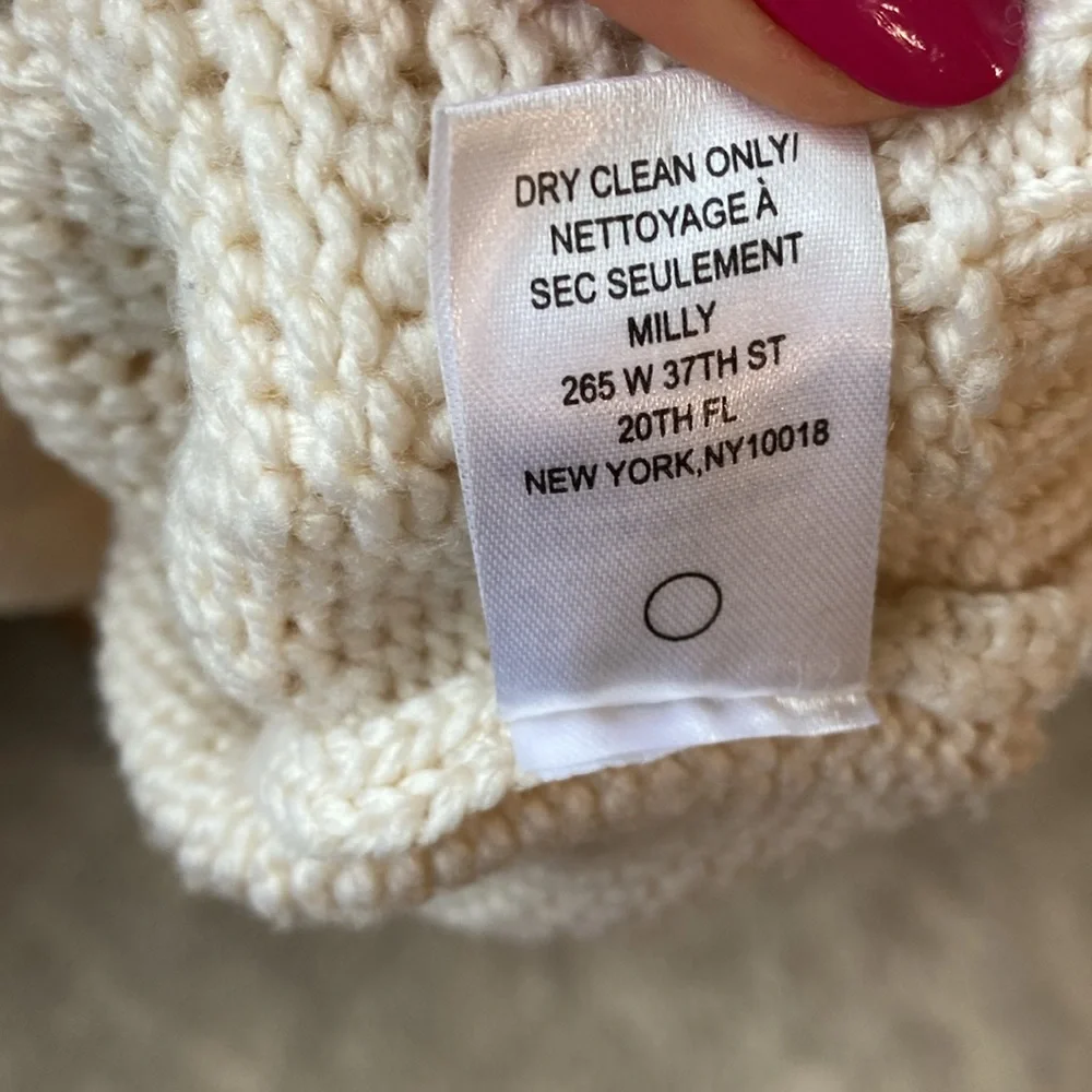 Milly Cream 3D-Stitch Beaded Sweater Small